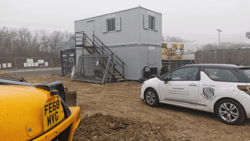 Security company vehicle and officer supporting site security services