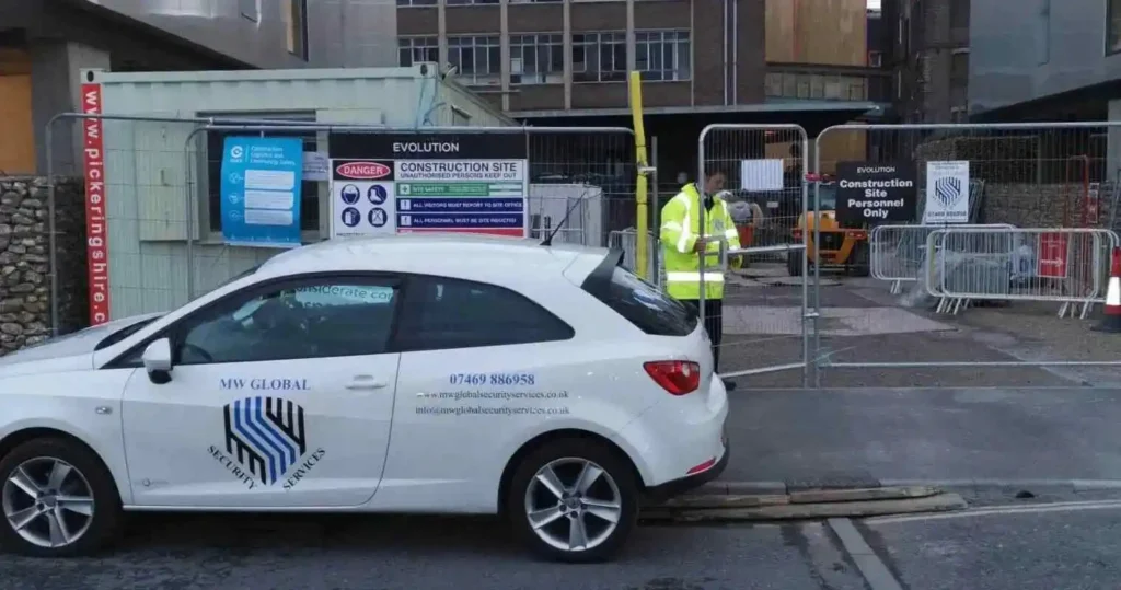 Mobile security patrol vehicle supporting construction site security in Cambridgeshire