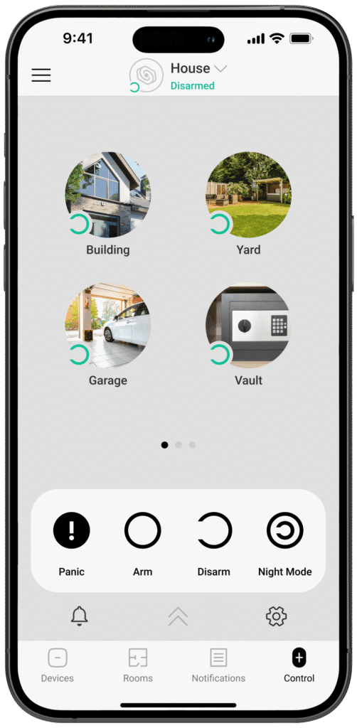Ajax app used for self-monitoring and remote alarm control