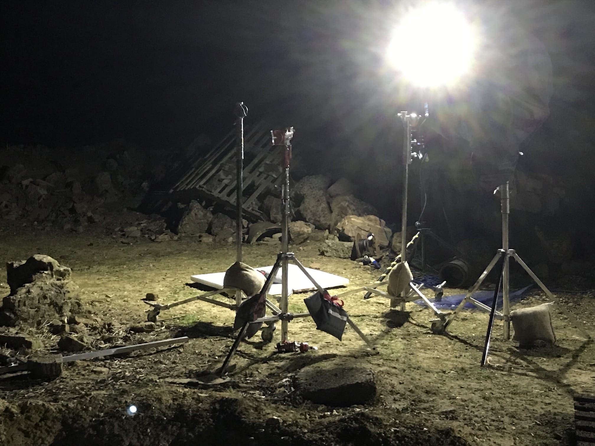Production lighting equipment on filming set protected by MW Global Security services