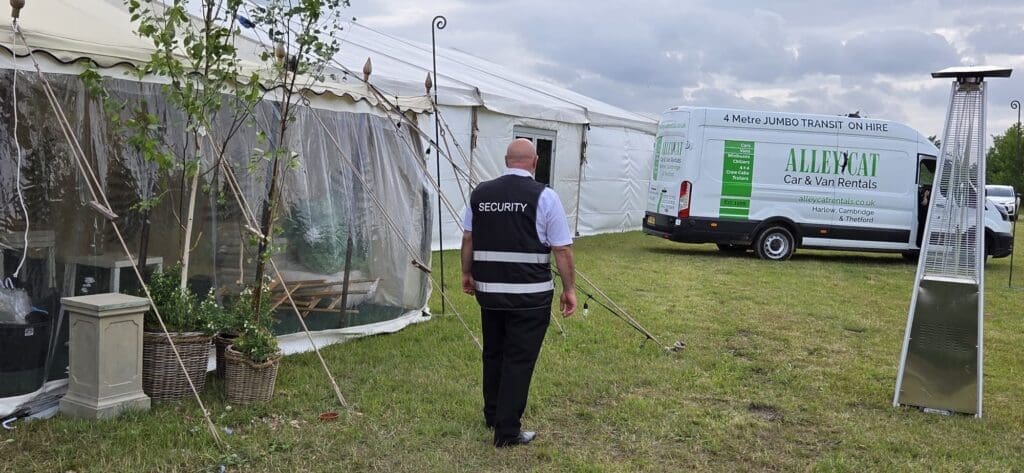 MW Global security officer patrolling a temporary event venue