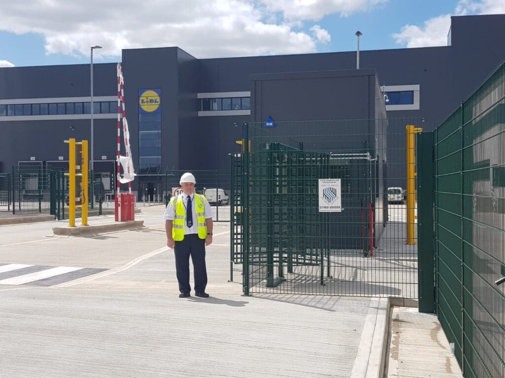 MW Global security officer providing security guarding at a distribution centre in Peterborough